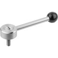 Kipp Tension Lever Flat Size:1 M08X40, A=102, Form:0° Stainless Steel 1.4305, Comp:Plastic K0129.1081X40
